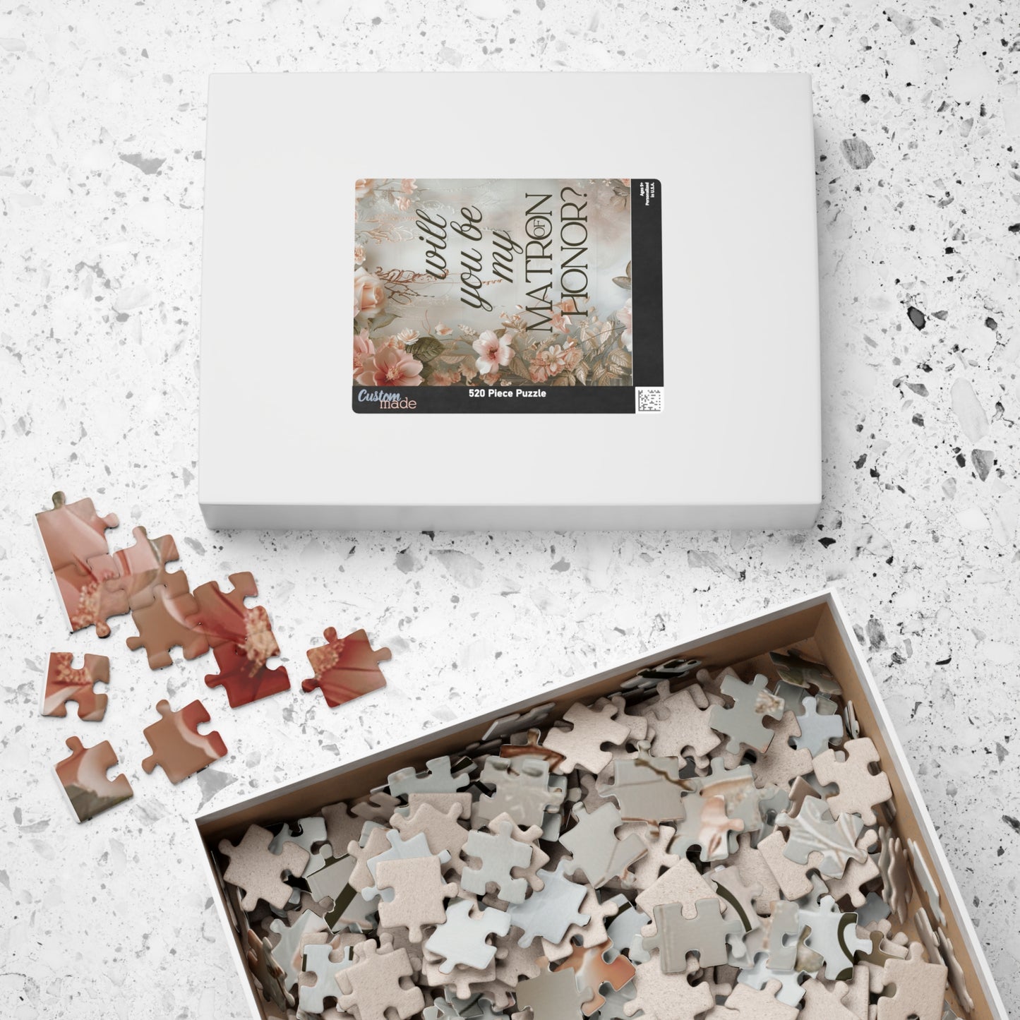 Matron of Honor Puzzle Proposal Gift – Floral Bridal Party Reveal Keepsake | Wedding Proposal Idea