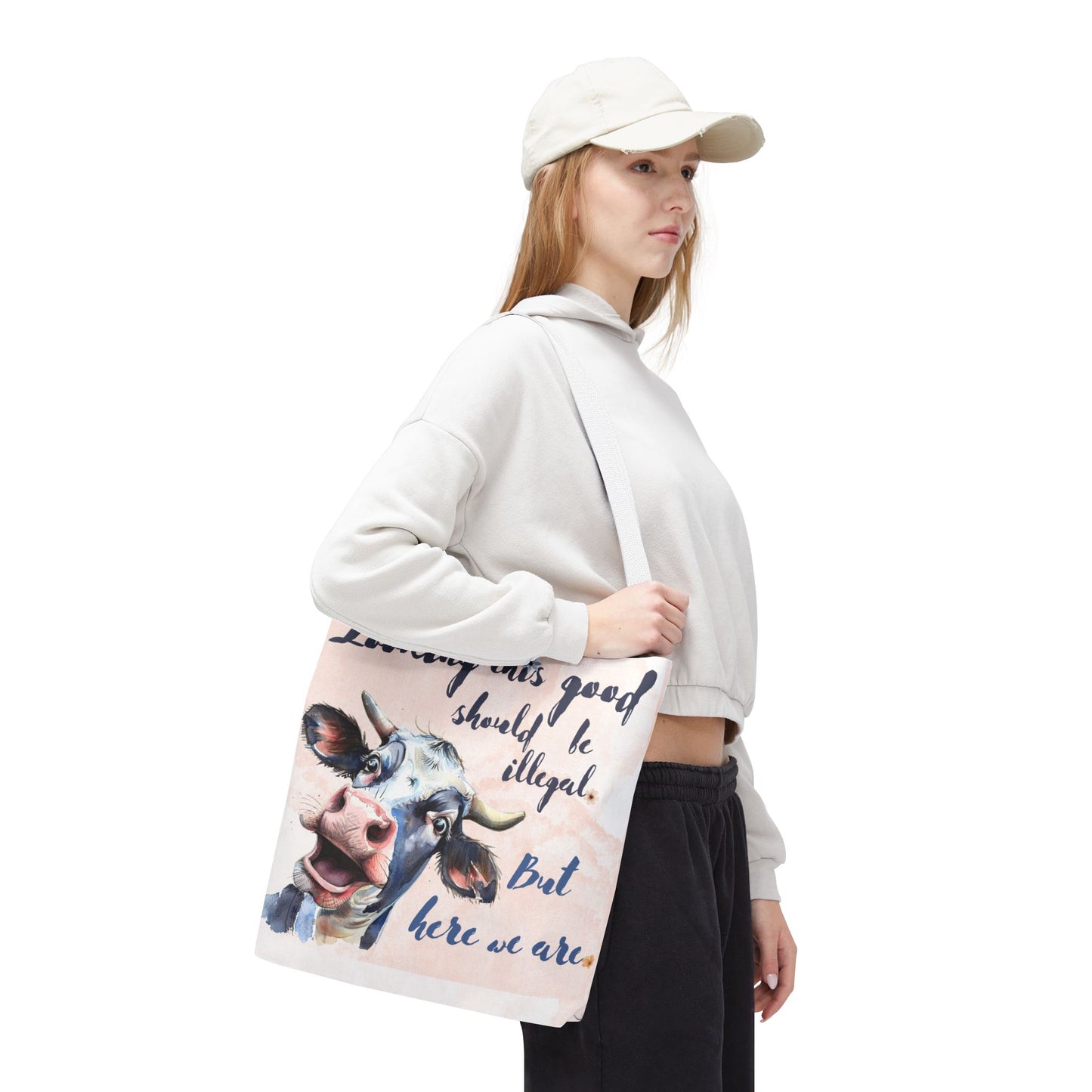 Humorous Cow Tote Bag - 'Looking This Good Should Be Illegal' - Gift Idea