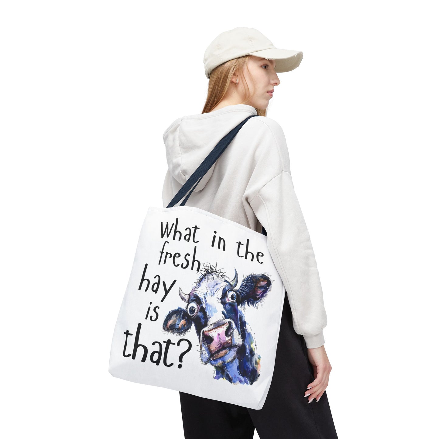 Funny Cow Tote Bag - "What in the Fresh Hay is That?" - Perfect for Farm Lovers & Everyday Use - Great Gift Idea