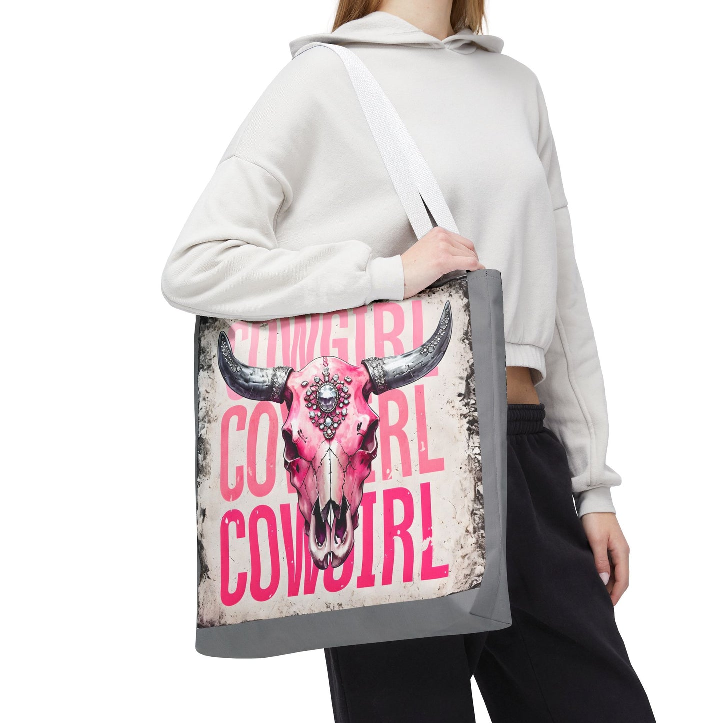 Pink Cowgirl Skull Tote Bag - Stylish Western Decor