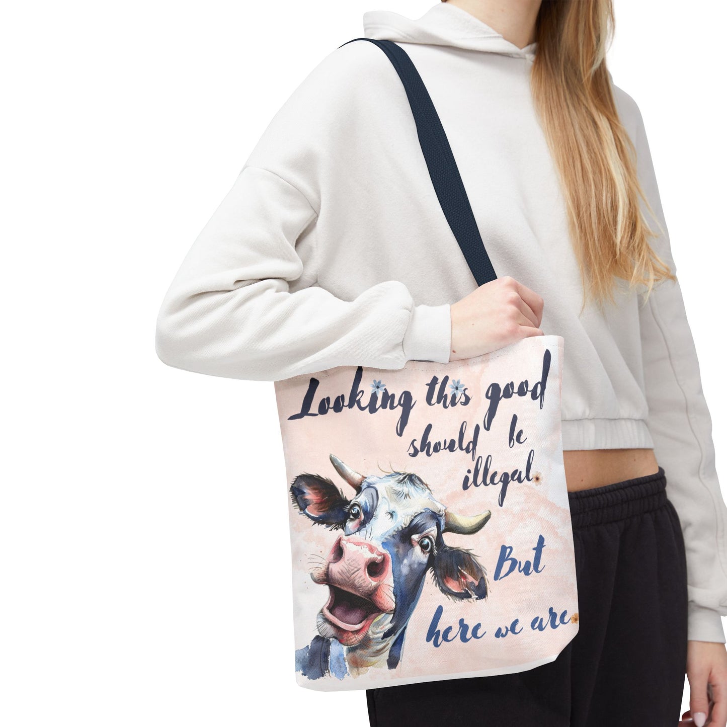 Humorous Cow Tote Bag - 'Looking This Good Should Be Illegal' - Gift Idea