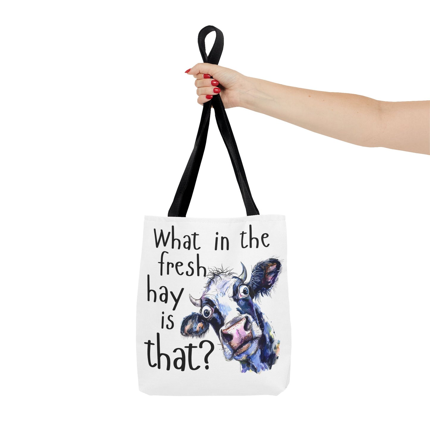 Funny Cow Tote Bag - "What in the Fresh Hay is That?" - Perfect for Farm Lovers & Everyday Use - Great Gift Idea