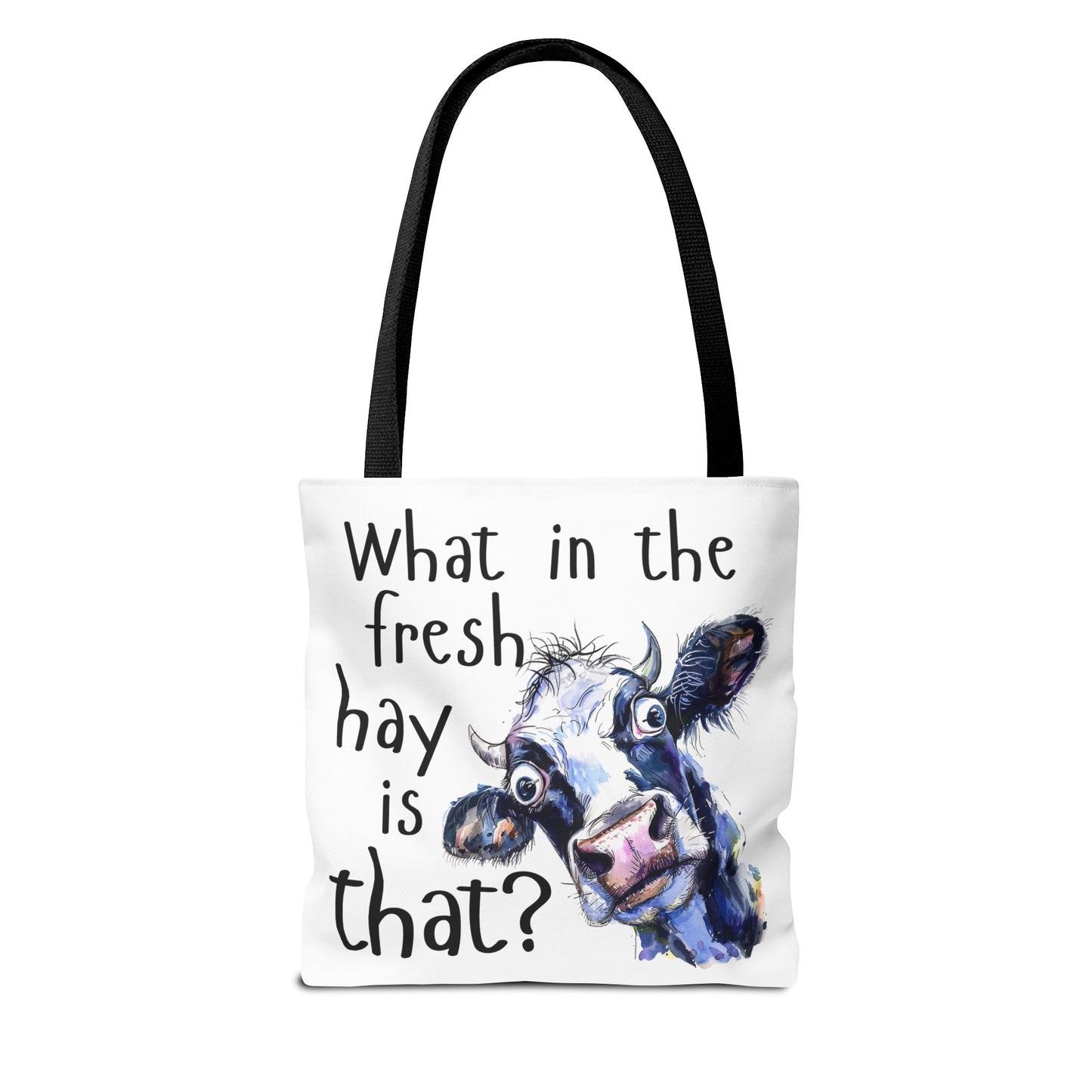 Funny Cow Tote Bag - "What in the Fresh Hay is That?" - Perfect for Farm Lovers & Everyday Use - Great Gift Idea