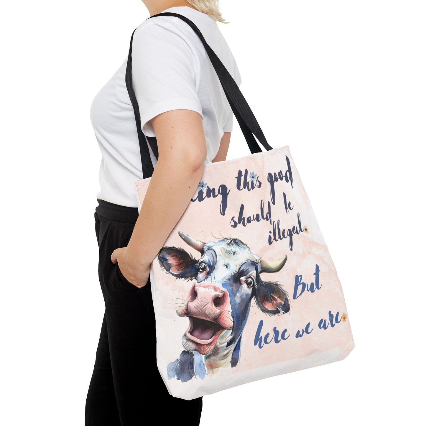 Humorous Cow Tote Bag - 'Looking This Good Should Be Illegal' - Gift Idea