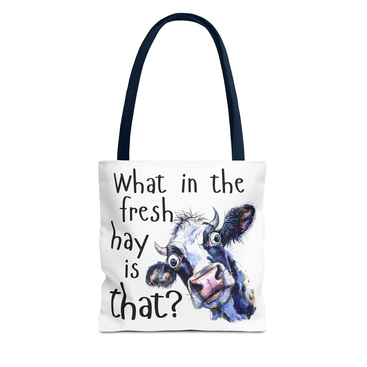 Funny Cow Tote Bag - "What in the Fresh Hay is That?" - Perfect for Farm Lovers & Everyday Use - Great Gift Idea