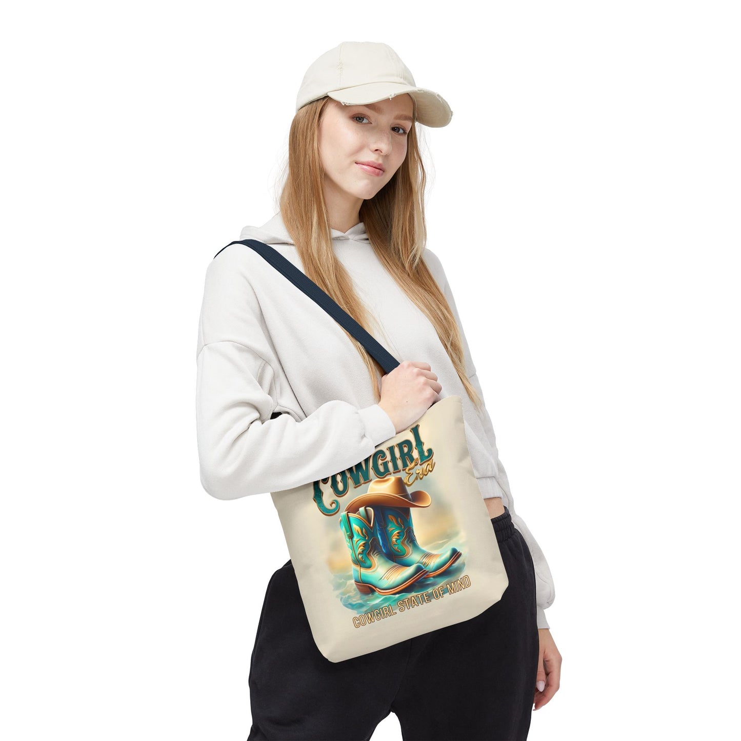 Cowgirl State of Mind Tote Bag – Turquoise and brown cowgirl boots - Cowgirl Era Perfect for Western Lovers and Everyday Use