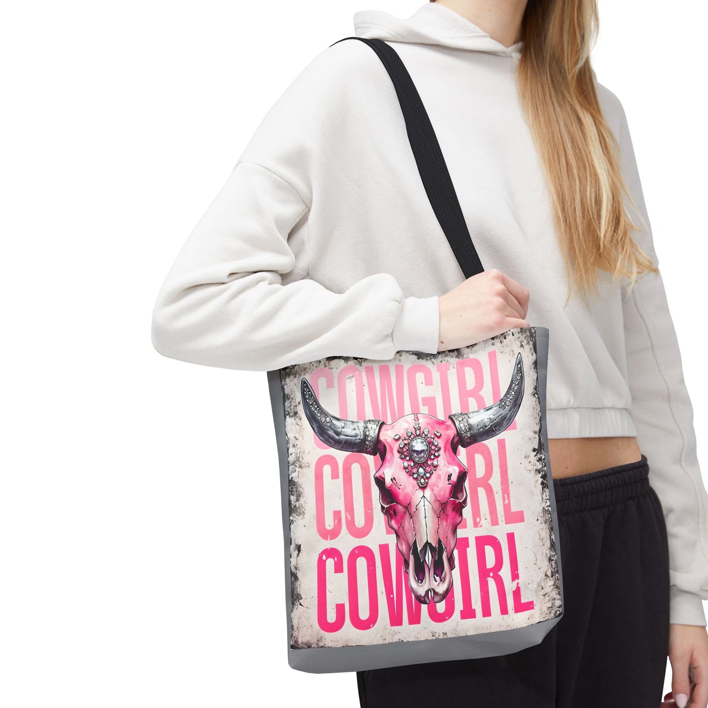 Pink Cowgirl Skull Tote Bag - Stylish Western Decor