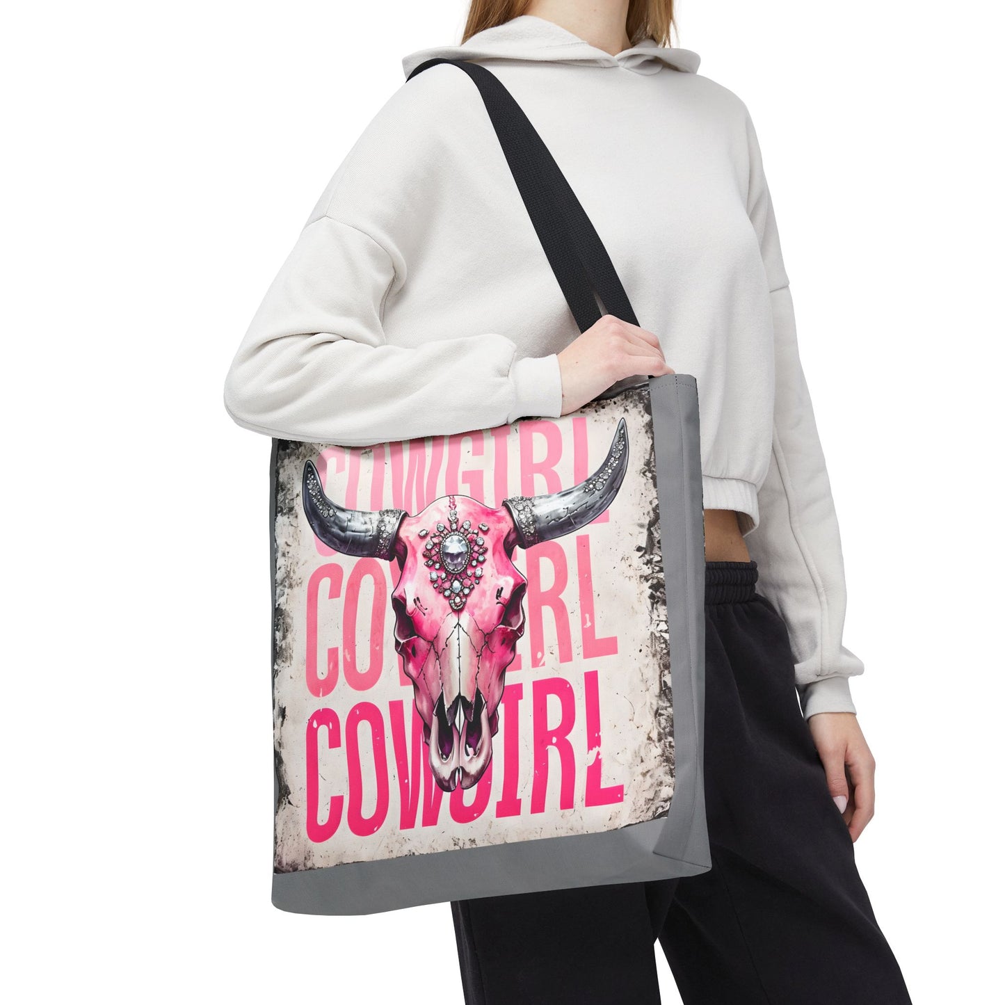 Pink Cowgirl Skull Tote Bag - Stylish Western Decor
