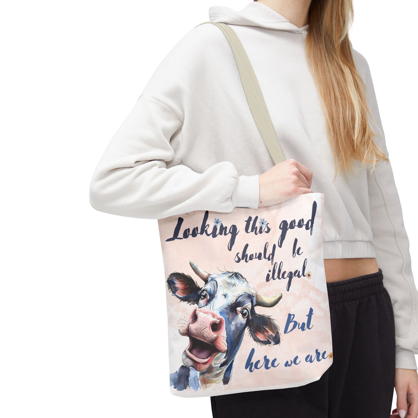 Humorous Cow Tote Bag - 'Looking This Good Should Be Illegal' - Gift Idea