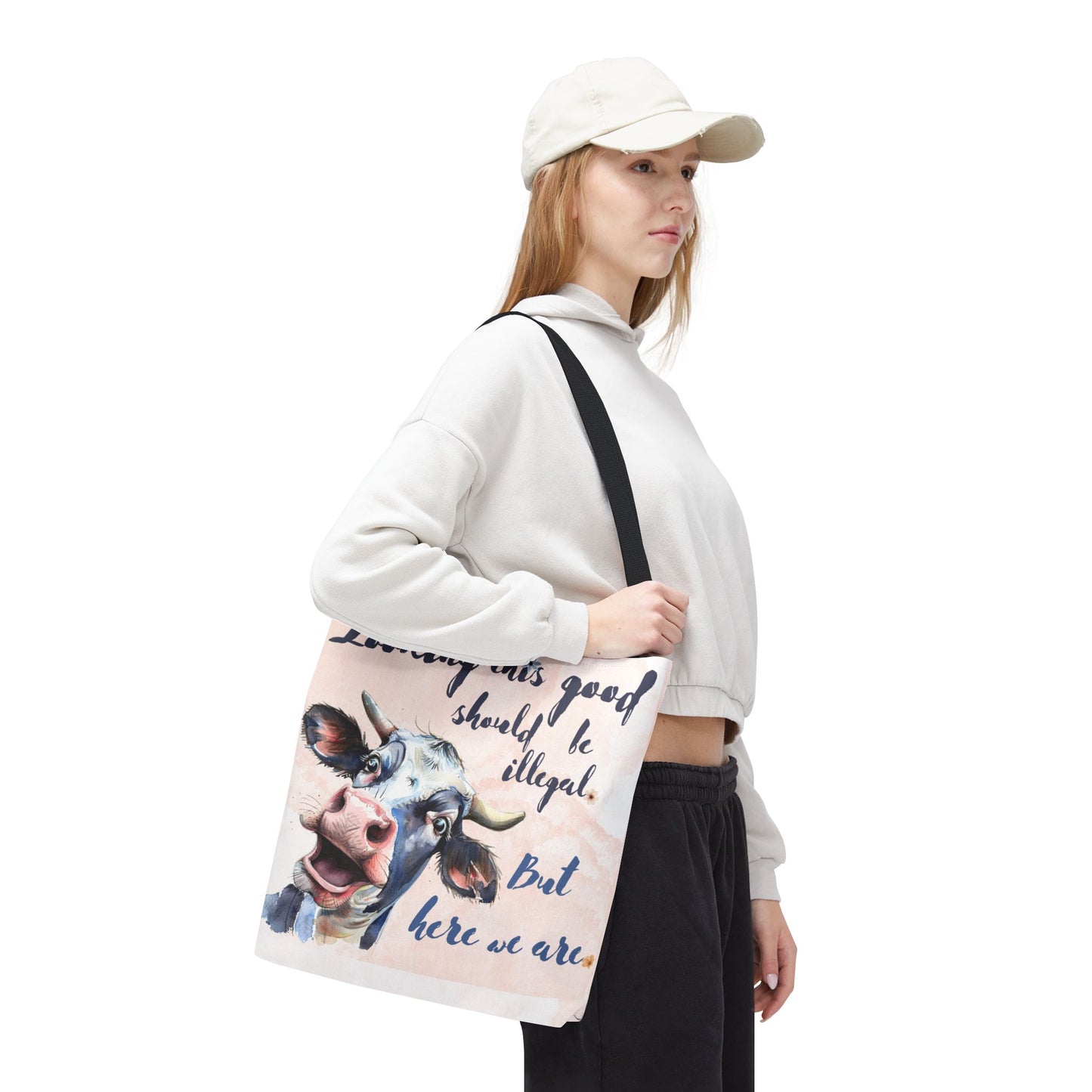 Humorous Cow Tote Bag - 'Looking This Good Should Be Illegal' - Gift Idea