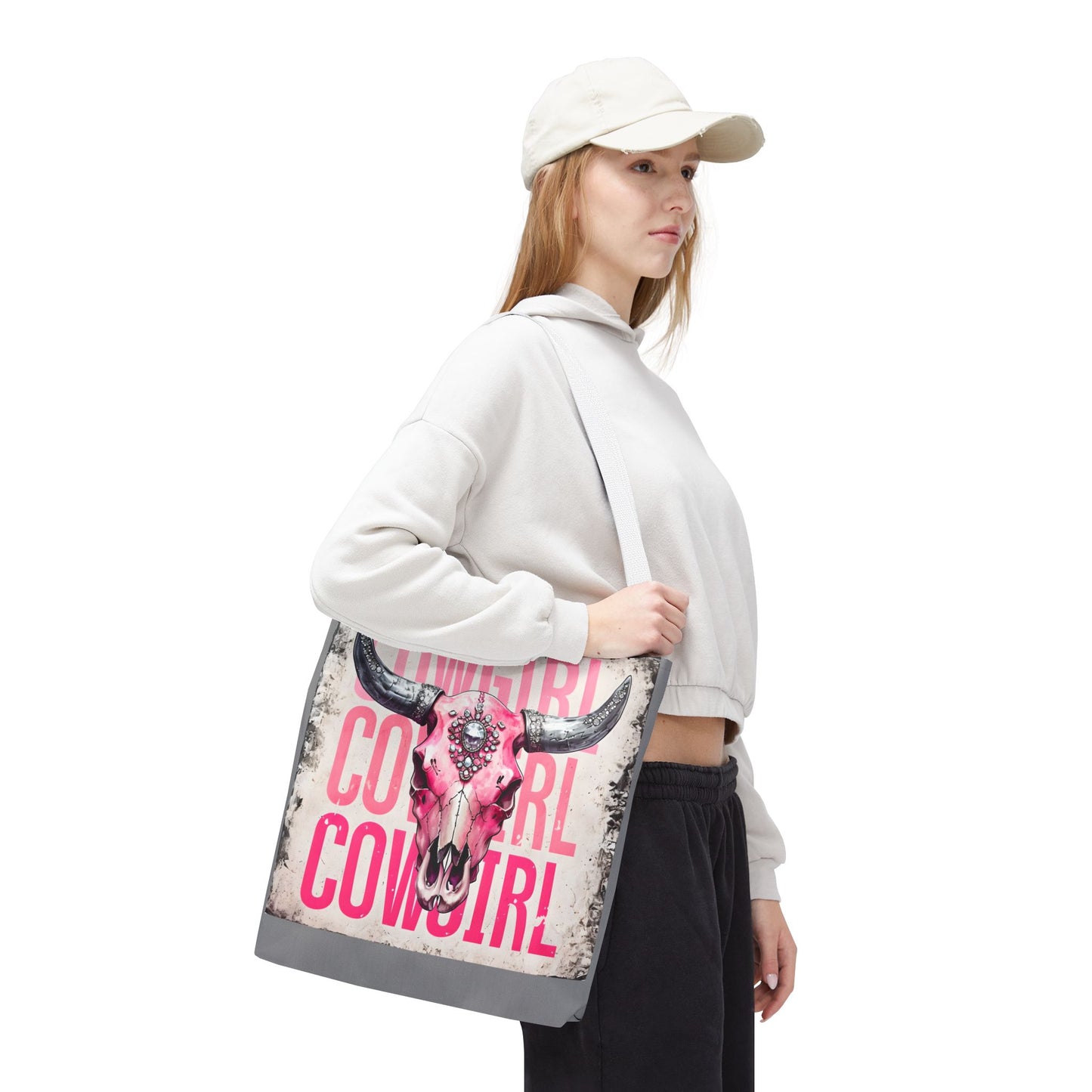 Pink Cowgirl Skull Tote Bag - Stylish Western Decor