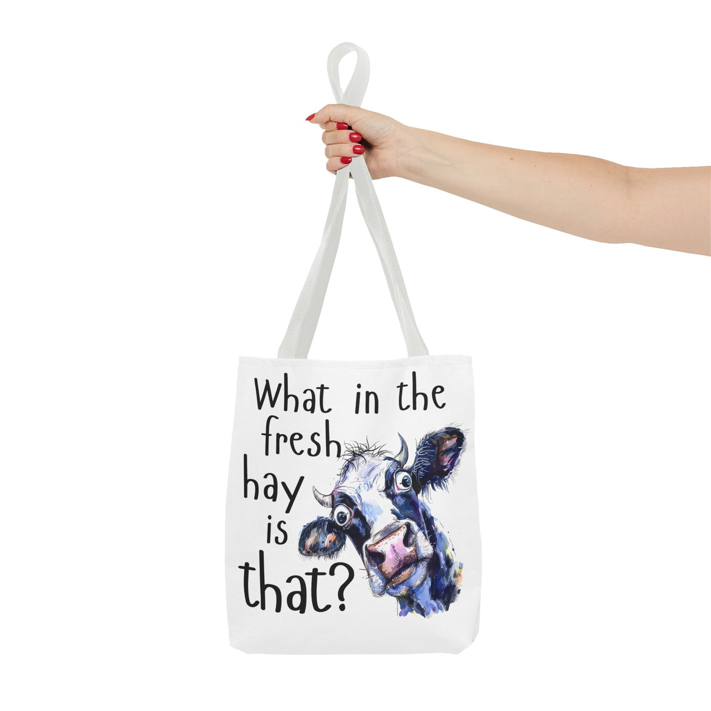Funny Cow Tote Bag - "What in the Fresh Hay is That?" - Perfect for Farm Lovers & Everyday Use - Great Gift Idea