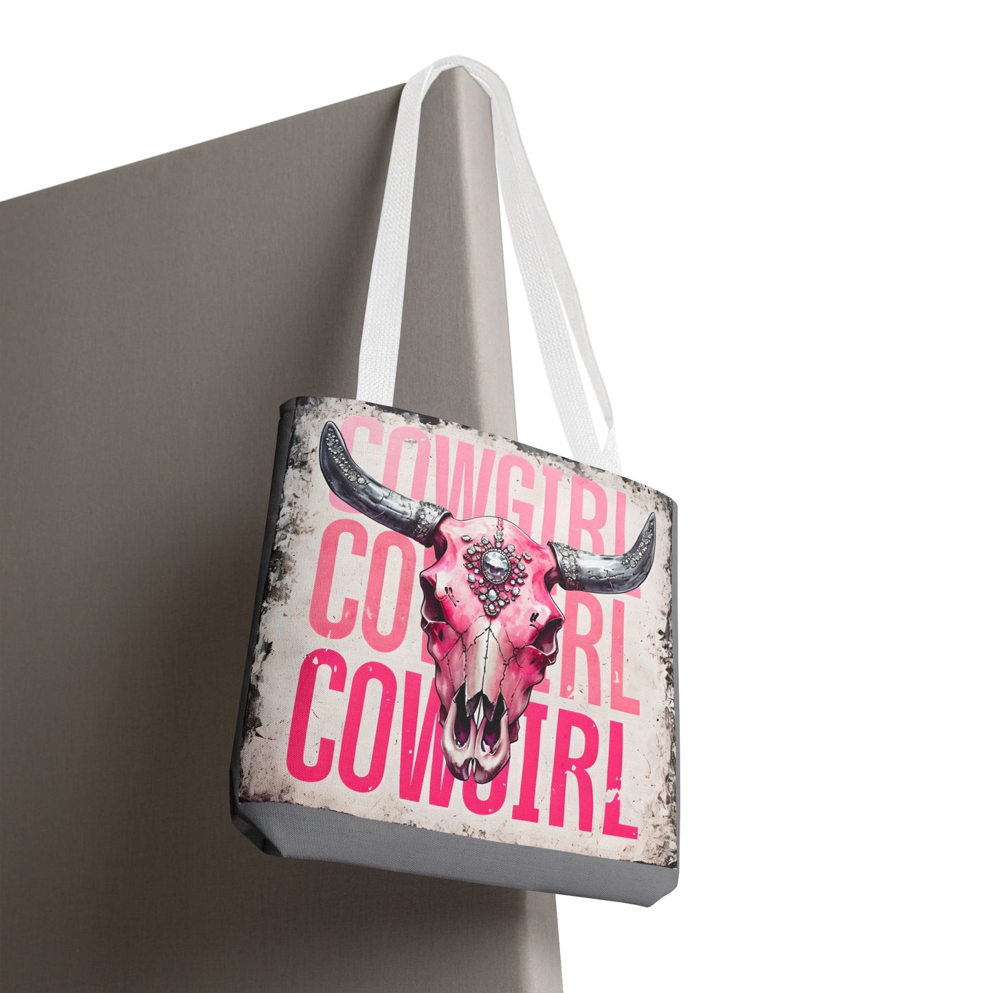 Pink Cowgirl Skull Tote Bag - Stylish Western Decor