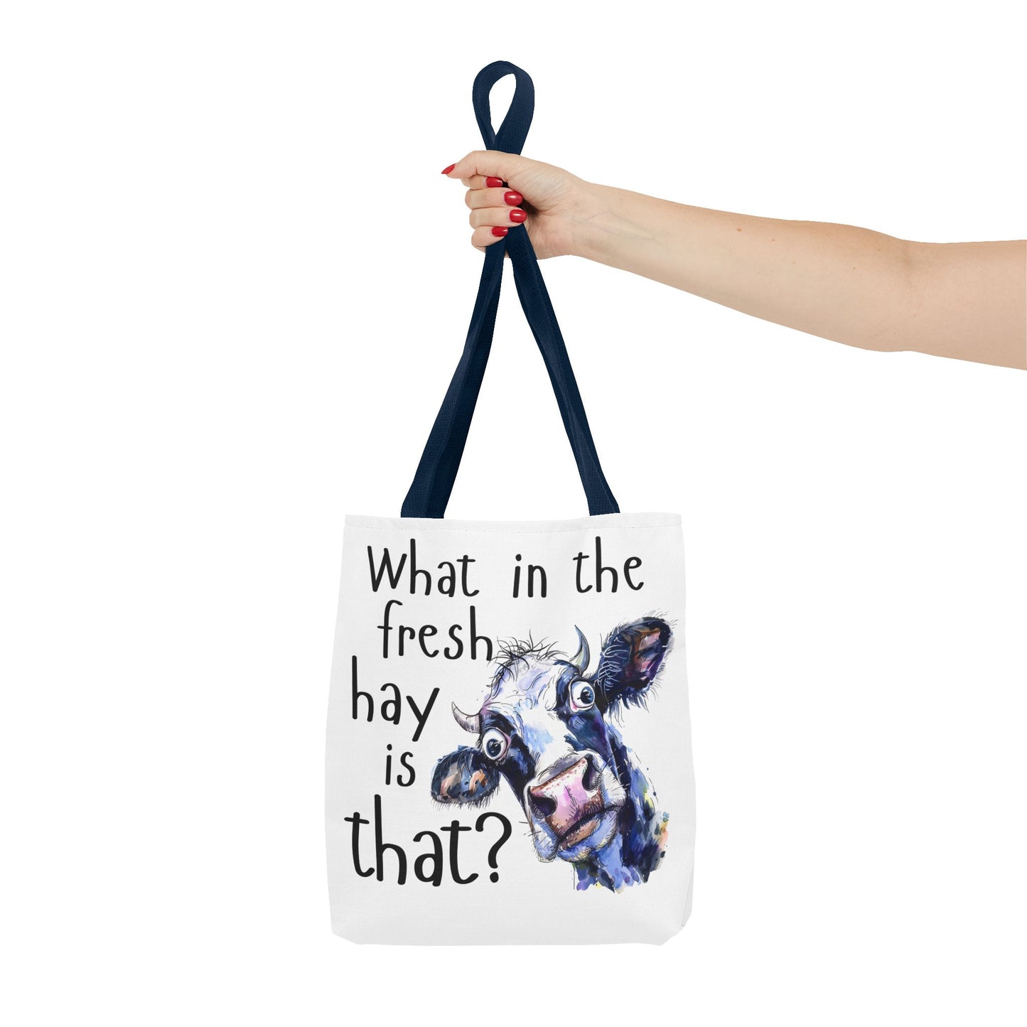 Funny Cow Tote Bag - "What in the Fresh Hay is That?" - Perfect for Farm Lovers & Everyday Use - Great Gift Idea