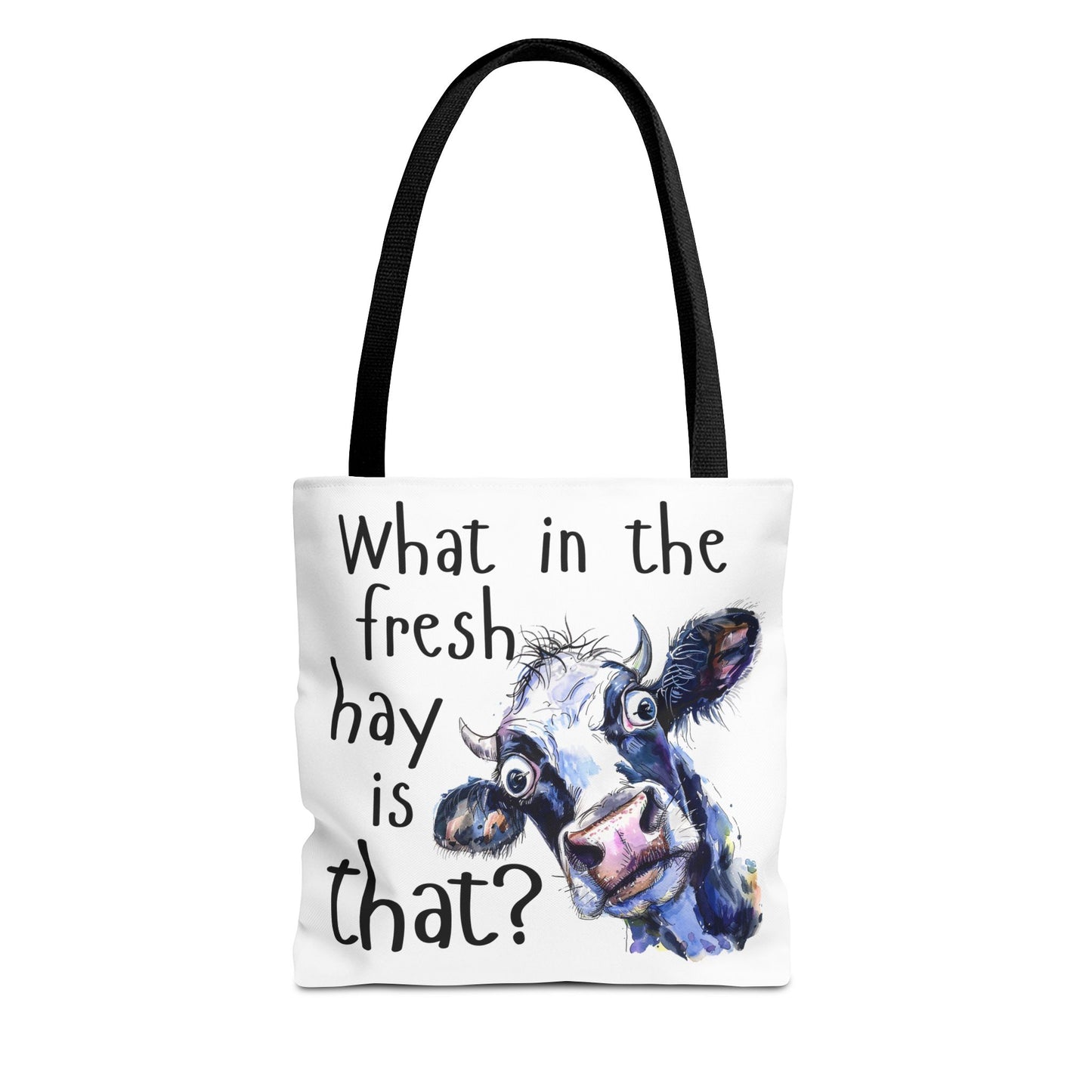 Funny Cow Tote Bag - "What in the Fresh Hay is That?" - Perfect for Farm Lovers & Everyday Use - Great Gift Idea