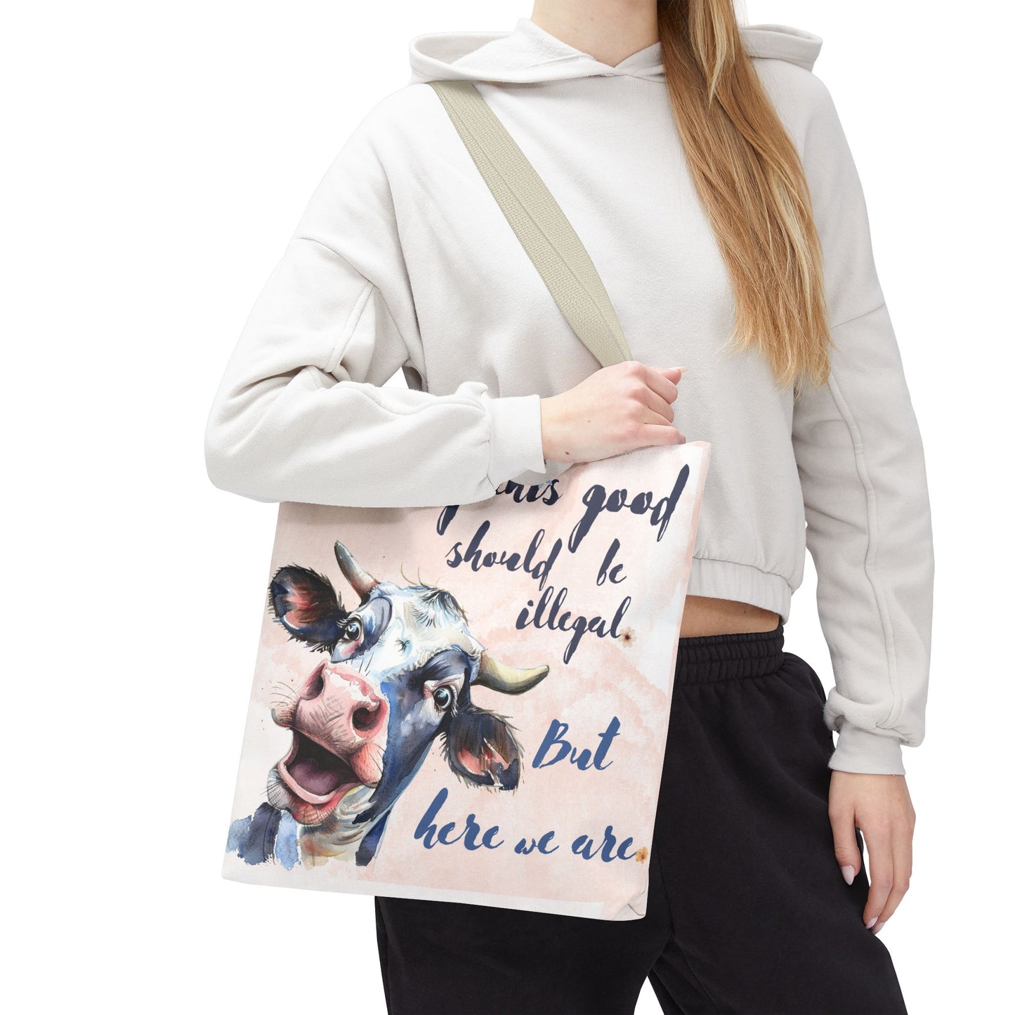 Humorous Cow Tote Bag - 'Looking This Good Should Be Illegal' - Gift Idea