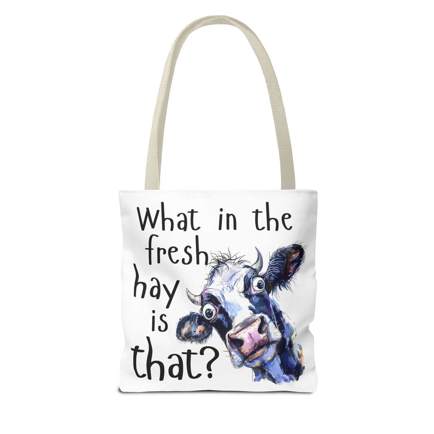 Funny Cow Tote Bag - "What in the Fresh Hay is That?" - Perfect for Farm Lovers & Everyday Use - Great Gift Idea