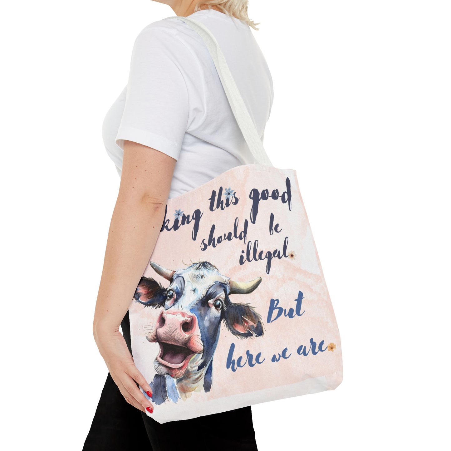 Humorous Cow Tote Bag - 'Looking This Good Should Be Illegal' - Gift Idea
