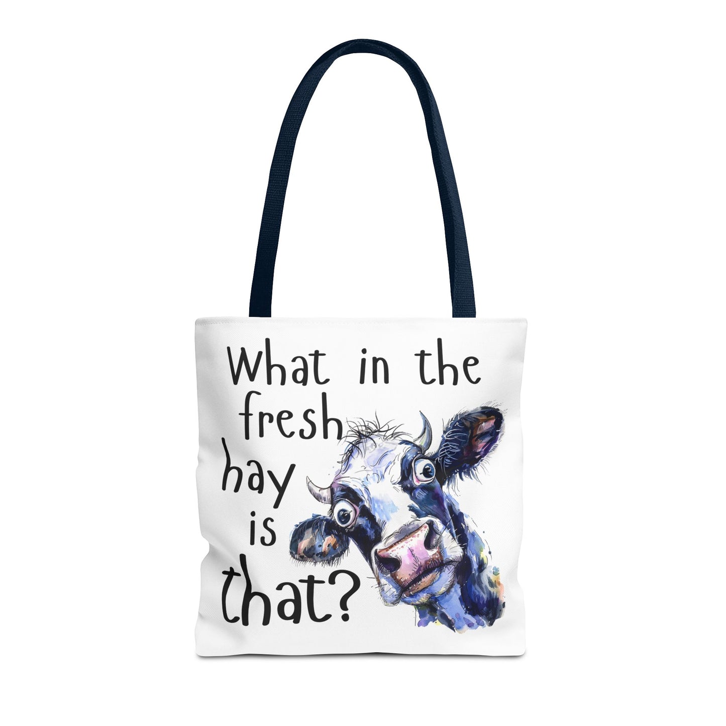 Funny Cow Tote Bag - "What in the Fresh Hay is That?" - Perfect for Farm Lovers & Everyday Use - Great Gift Idea