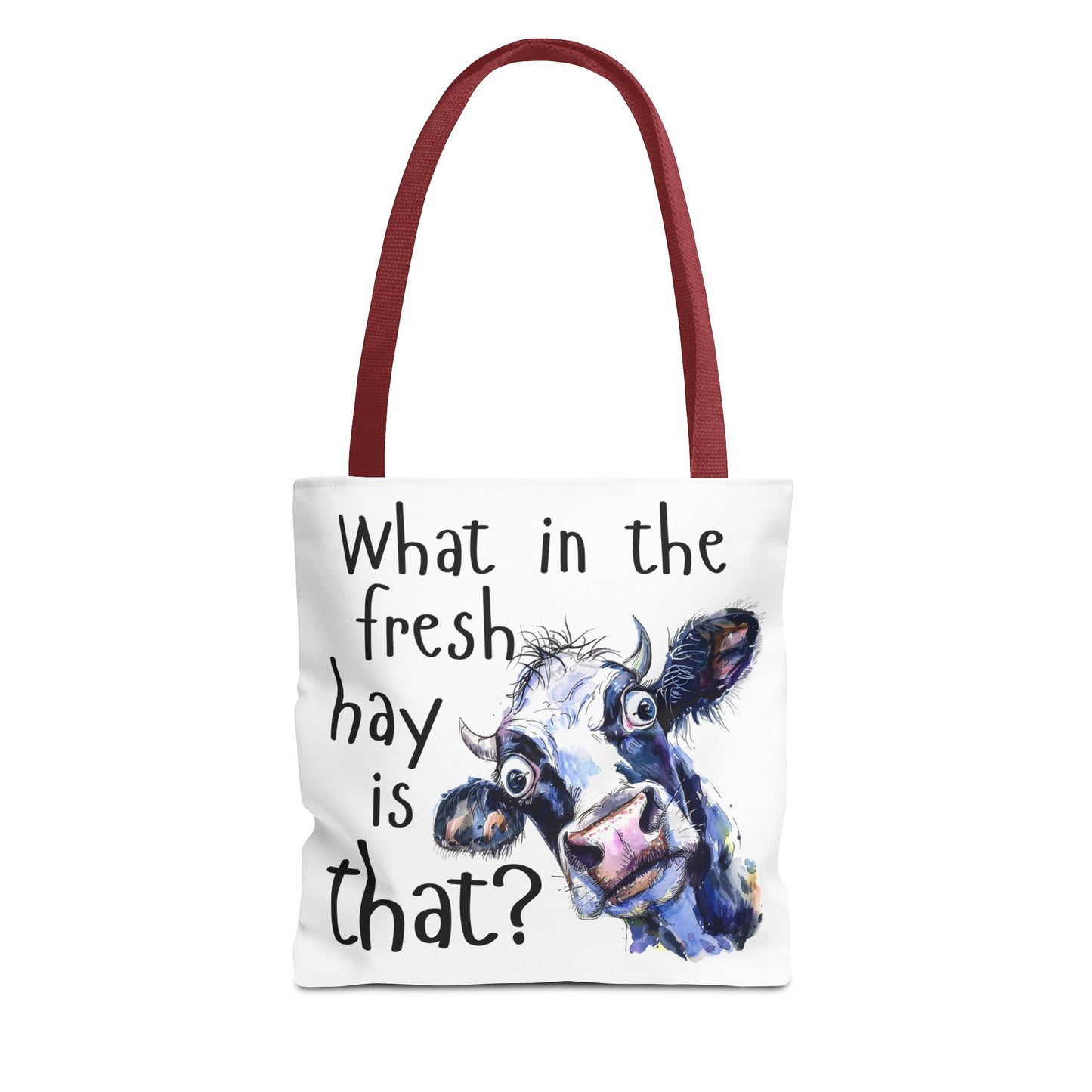 Funny Cow Tote Bag - "What in the Fresh Hay is That?" - Perfect for Farm Lovers & Everyday Use - Great Gift Idea