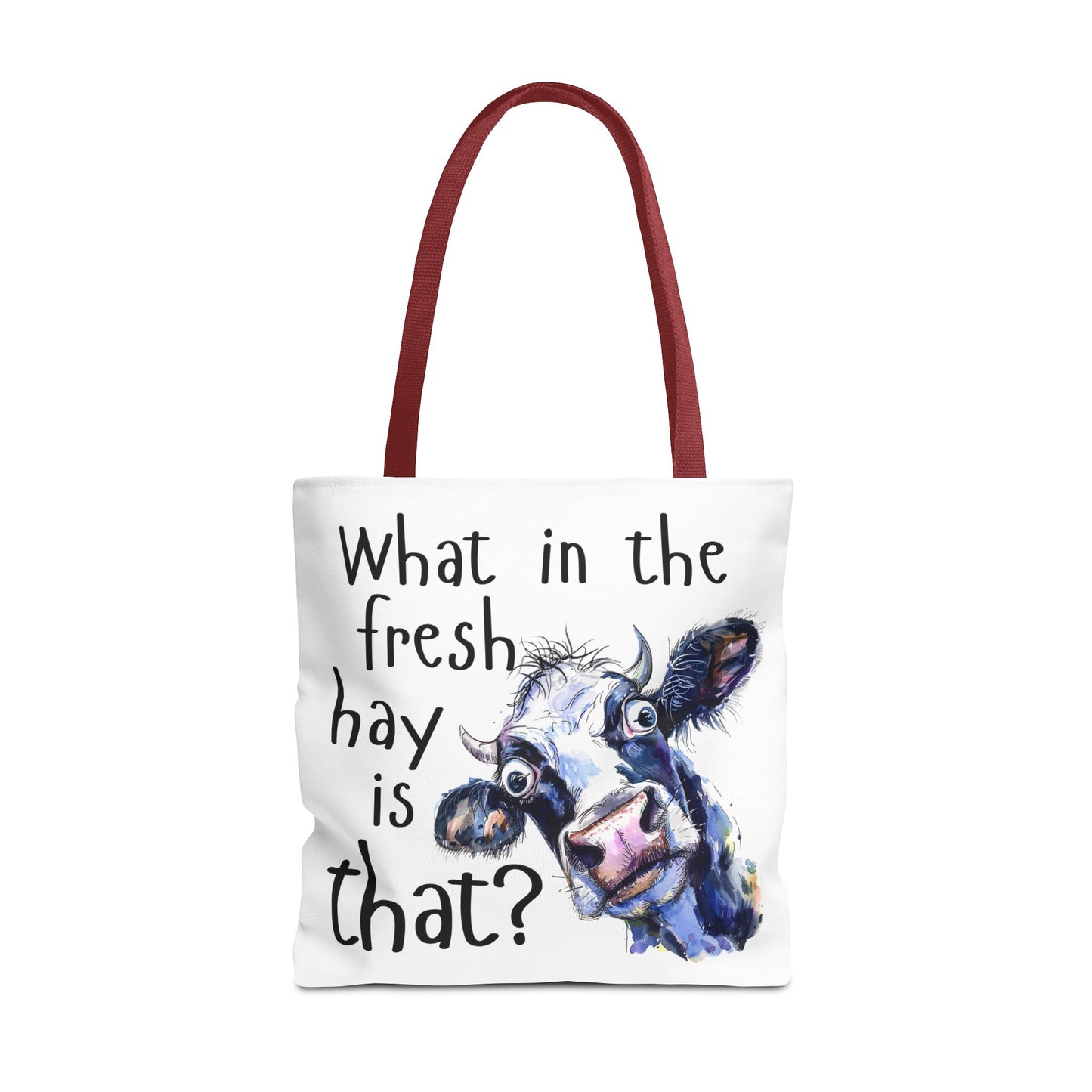 Funny Cow Tote Bag - "What in the Fresh Hay is That?" - Perfect for Farm Lovers & Everyday Use - Great Gift Idea