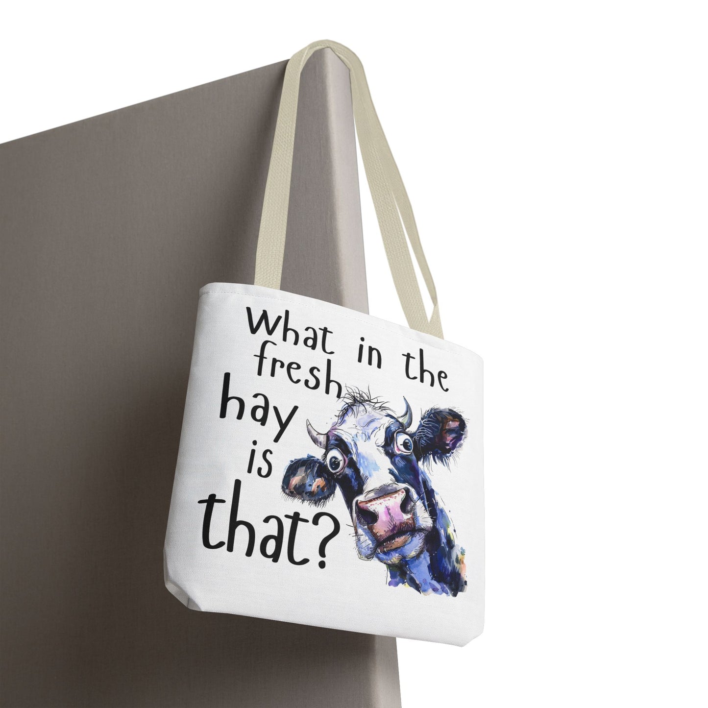 Funny Cow Tote Bag - "What in the Fresh Hay is That?" - Perfect for Farm Lovers & Everyday Use - Great Gift Idea