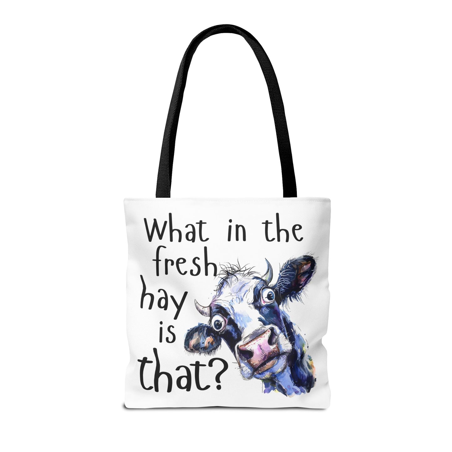 Funny Cow Tote Bag - "What in the Fresh Hay is That?" - Perfect for Farm Lovers & Everyday Use - Great Gift Idea