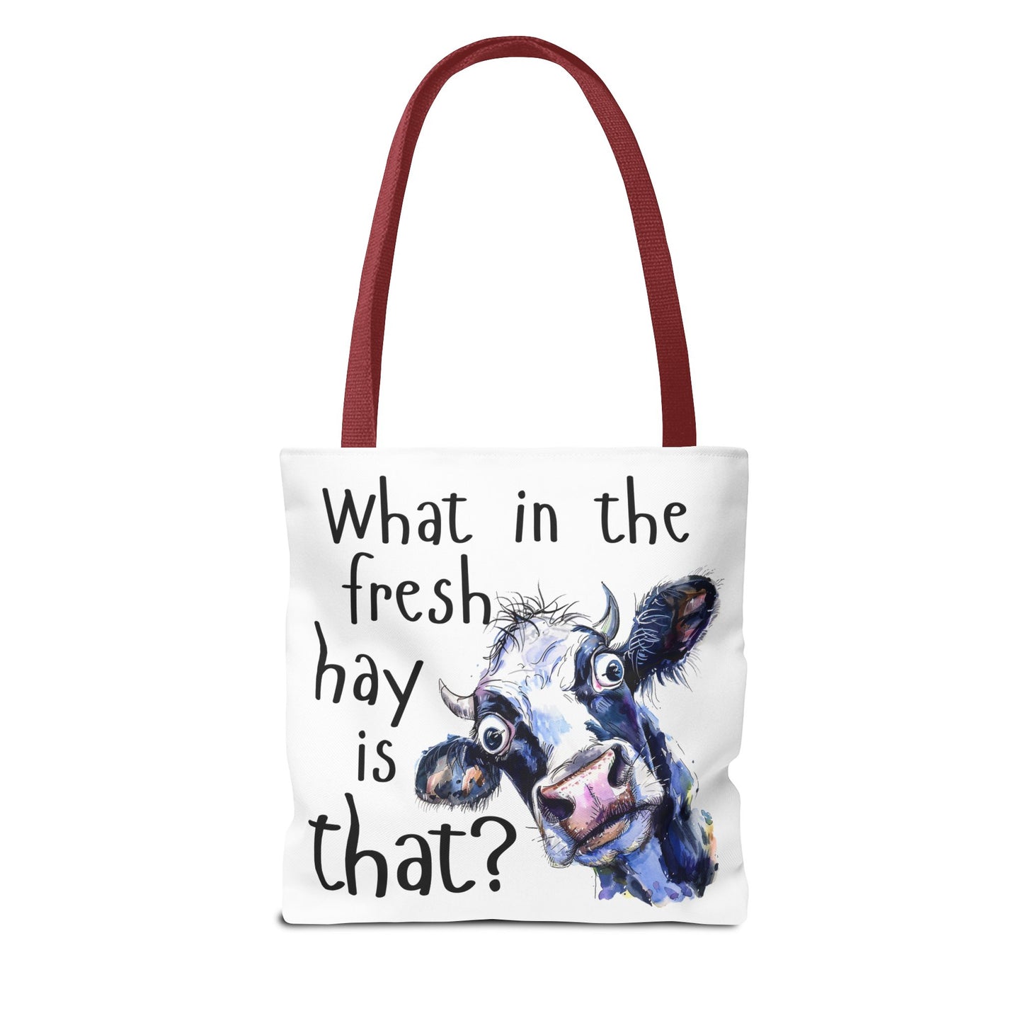 Funny Cow Tote Bag - "What in the Fresh Hay is That?" - Perfect for Farm Lovers & Everyday Use - Great Gift Idea