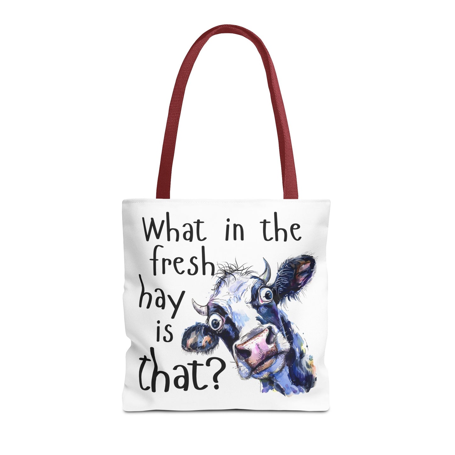 Funny Cow Tote Bag - "What in the Fresh Hay is That?" - Perfect for Farm Lovers & Everyday Use - Great Gift Idea