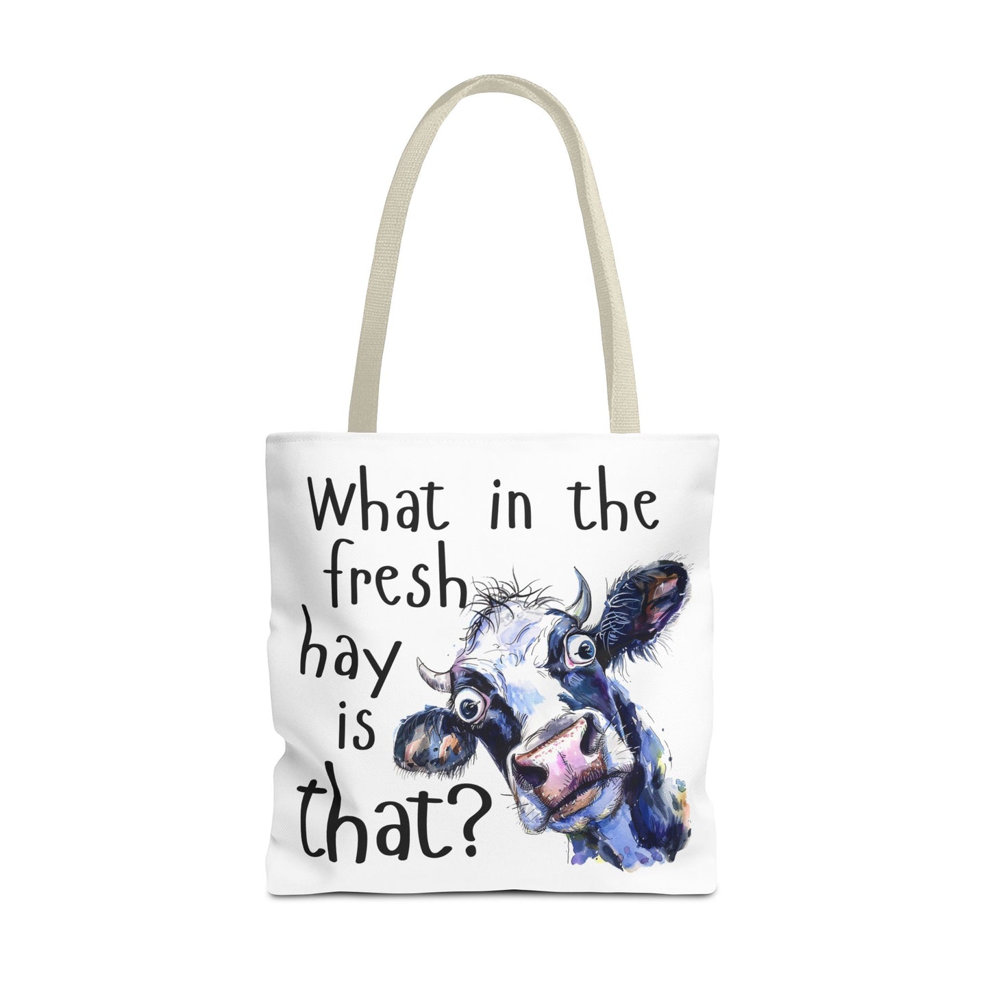 Funny Cow Tote Bag - "What in the Fresh Hay is That?" - Perfect for Farm Lovers & Everyday Use - Great Gift Idea
