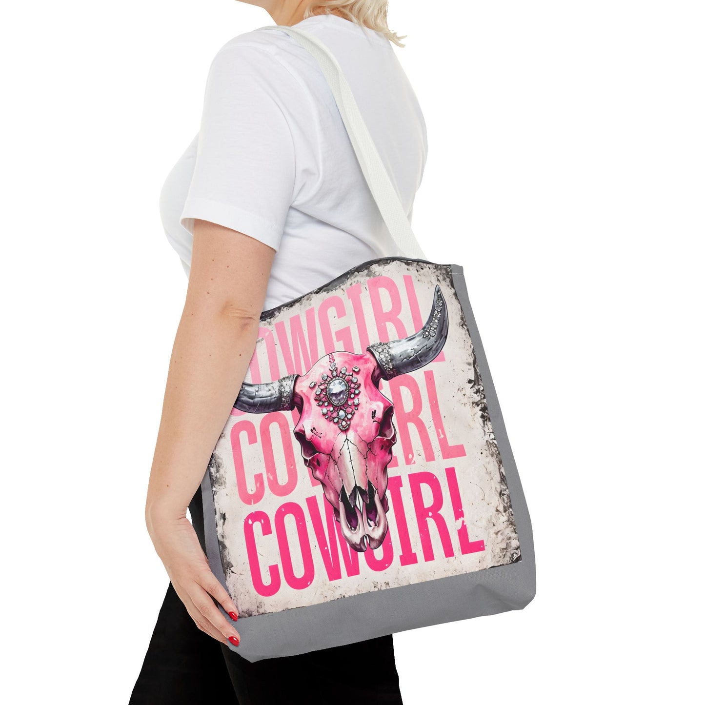 Pink Cowgirl Skull Tote Bag - Stylish Western Decor
