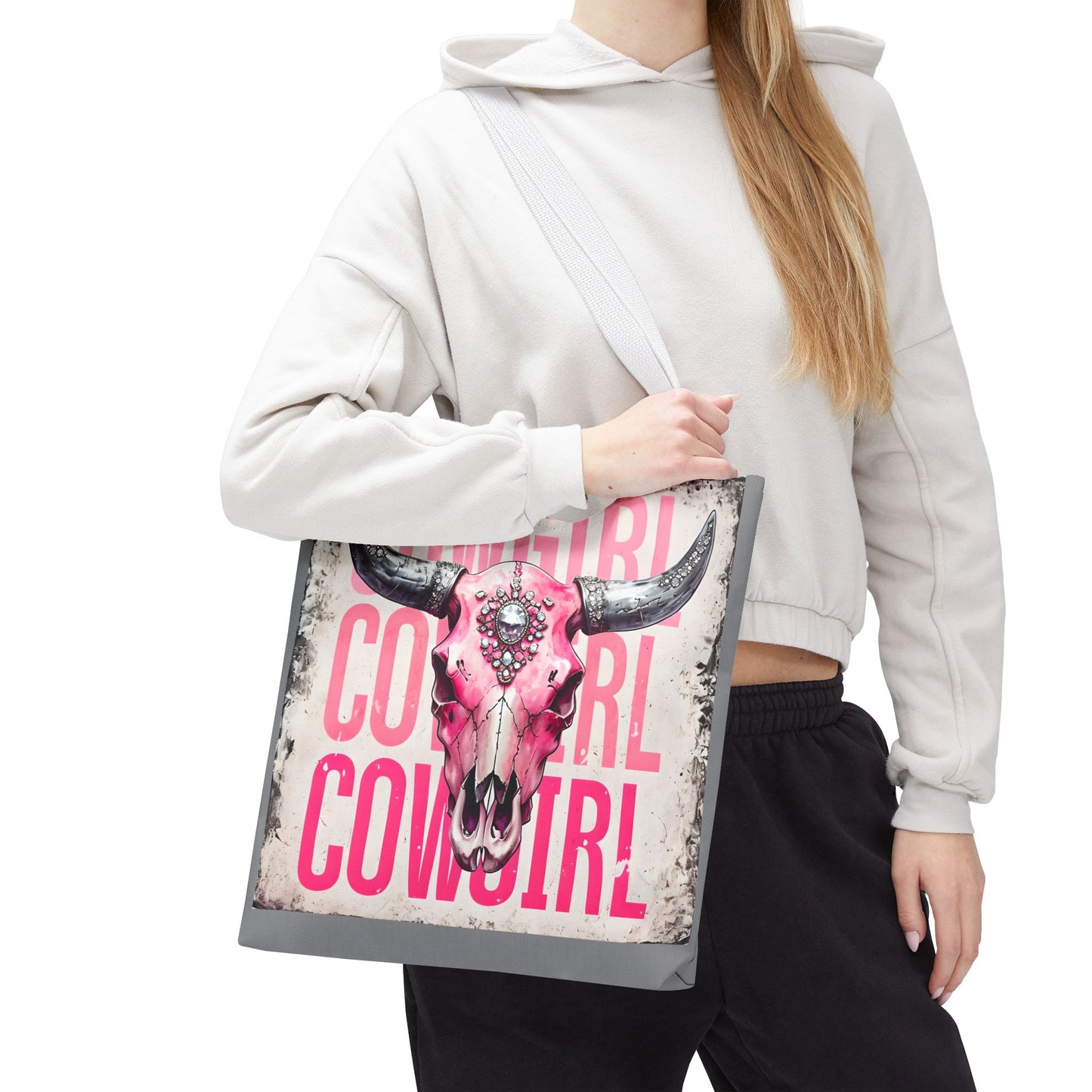 Pink Cowgirl Skull Tote Bag - Stylish Western Decor