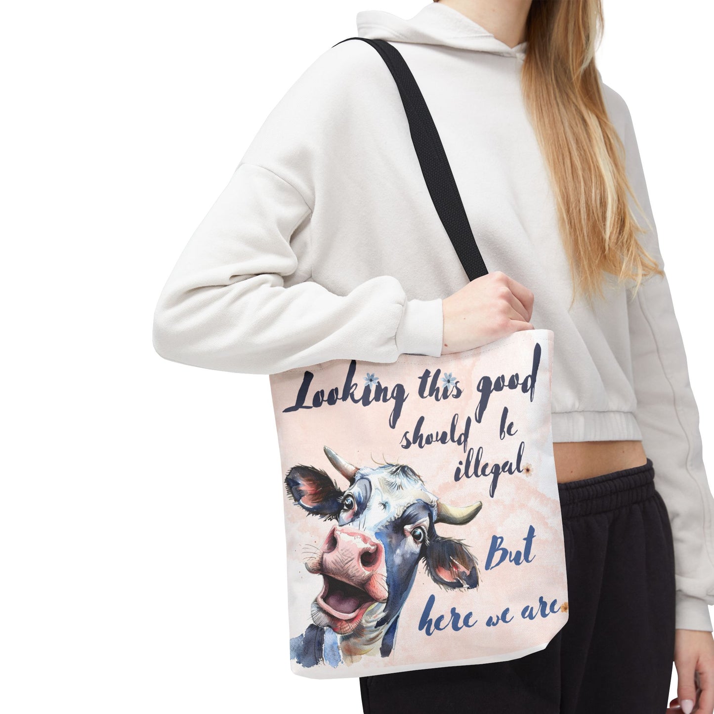 Humorous Cow Tote Bag - 'Looking This Good Should Be Illegal' - Gift Idea