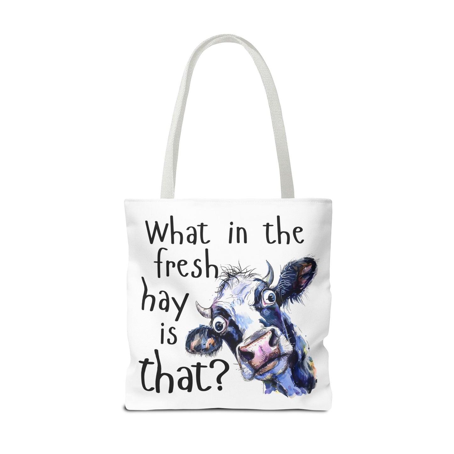 Funny Cow Tote Bag - "What in the Fresh Hay is That?" - Perfect for Farm Lovers & Everyday Use - Great Gift Idea