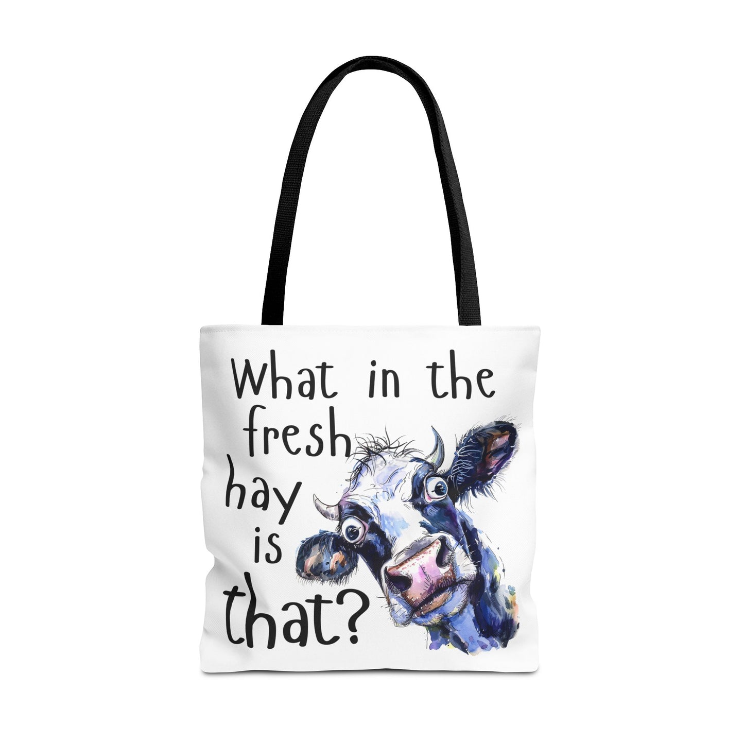 Funny Cow Tote Bag - "What in the Fresh Hay is That?" - Perfect for Farm Lovers & Everyday Use - Great Gift Idea