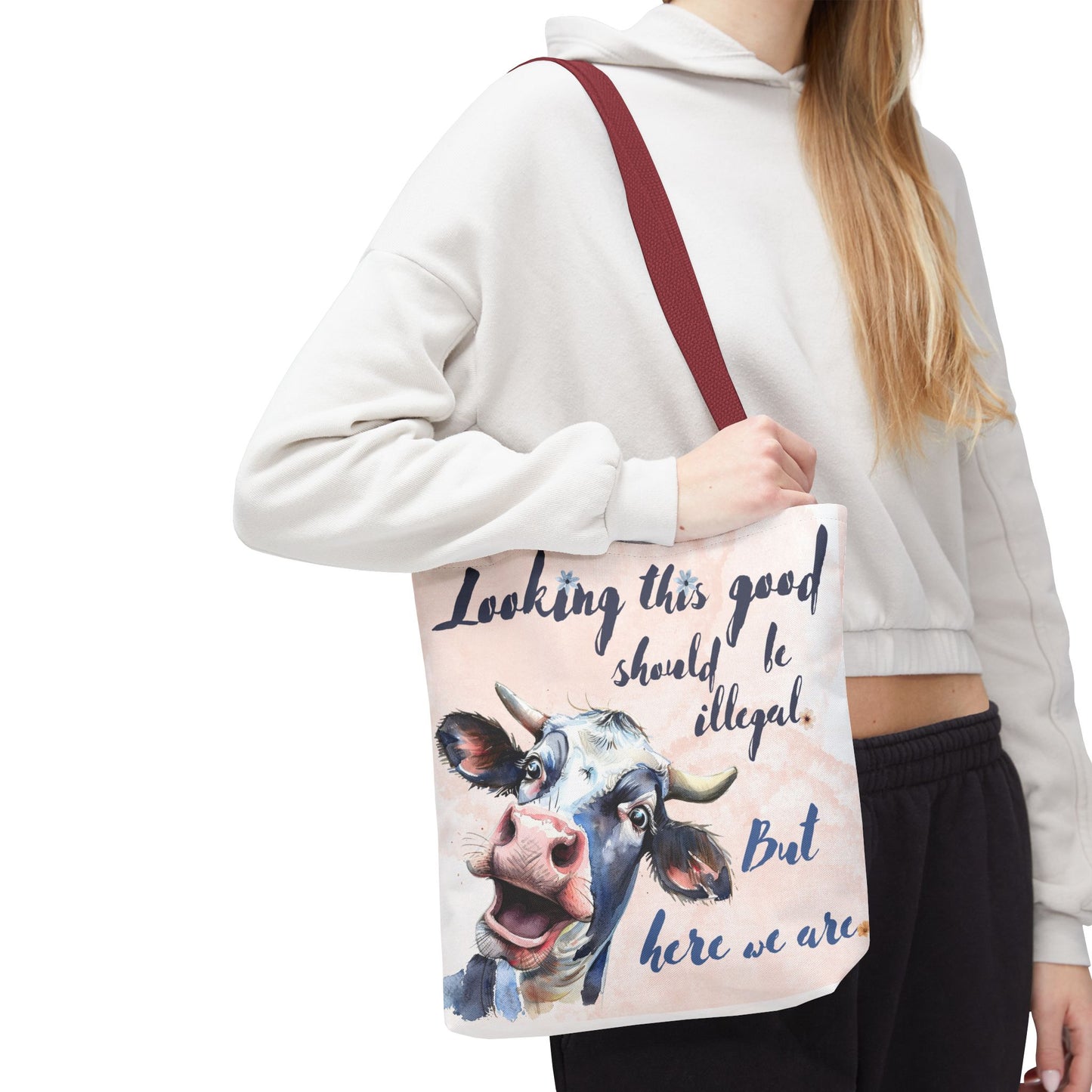 Humorous Cow Tote Bag - 'Looking This Good Should Be Illegal' - Gift Idea