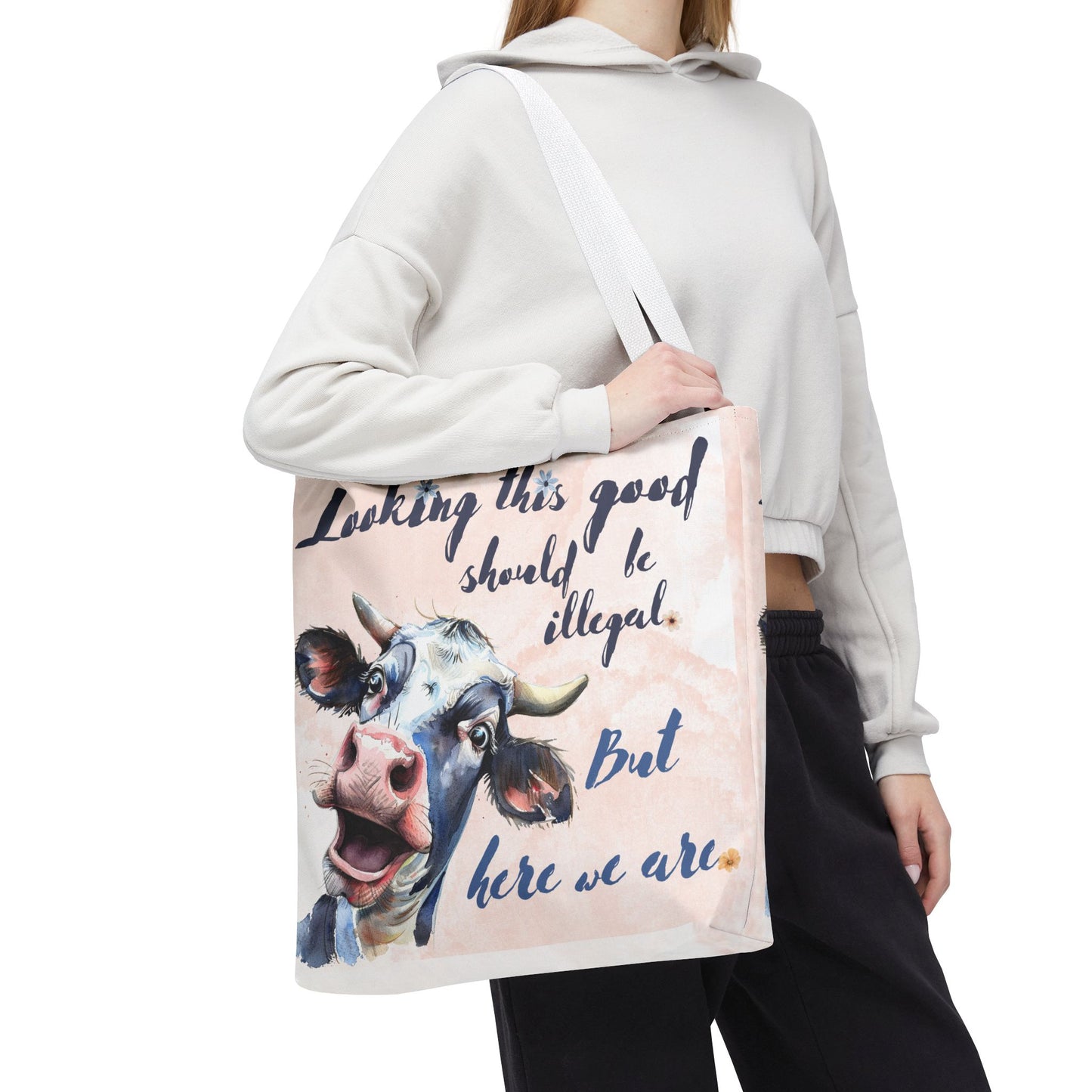 Humorous Cow Tote Bag - 'Looking This Good Should Be Illegal' - Gift Idea