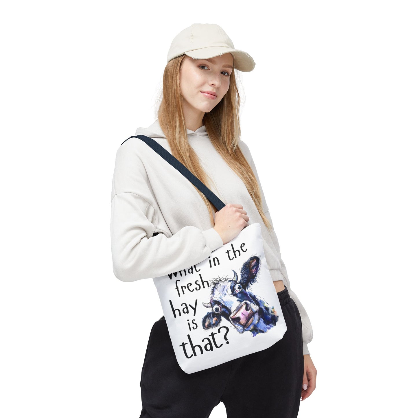 Funny Cow Tote Bag - "What in the Fresh Hay is That?" - Perfect for Farm Lovers & Everyday Use - Great Gift Idea