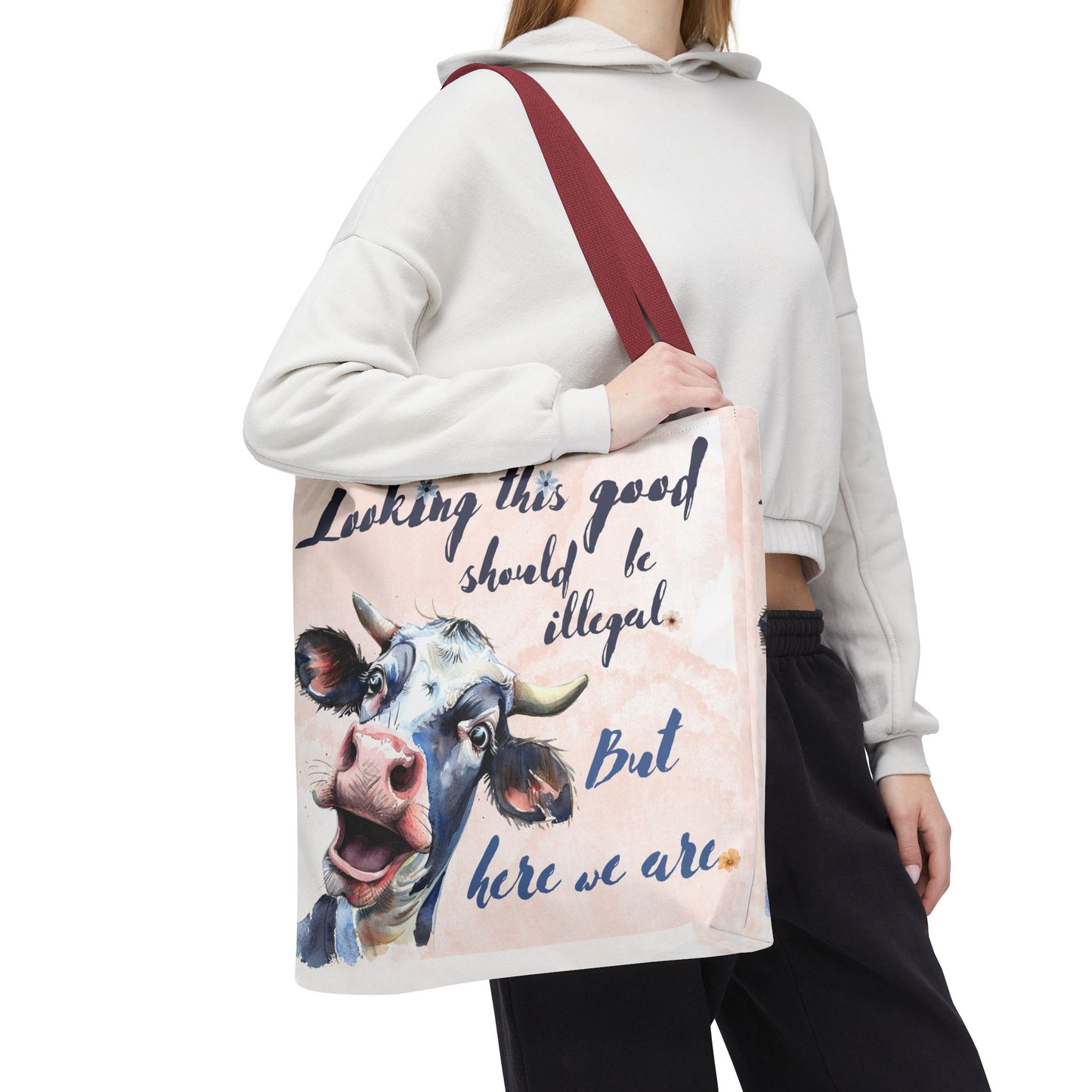 Humorous Cow Tote Bag - 'Looking This Good Should Be Illegal' - Gift Idea