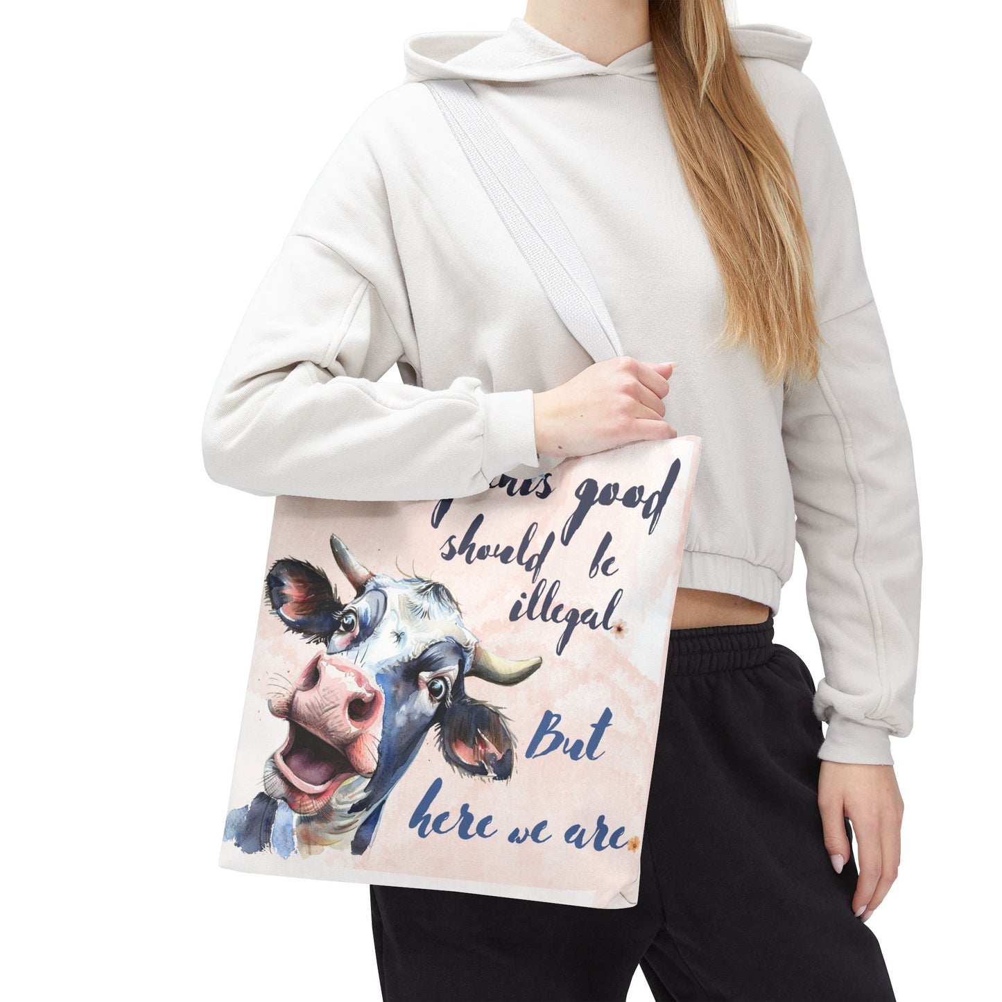 Humorous Cow Tote Bag - 'Looking This Good Should Be Illegal' - Gift Idea