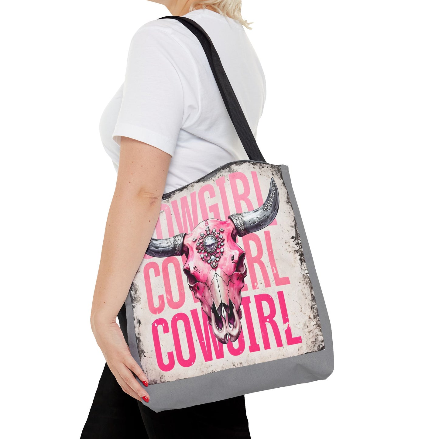 Pink Cowgirl Skull Tote Bag - Stylish Western Decor