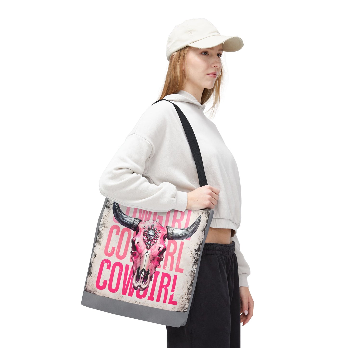 Pink Cowgirl Skull Tote Bag - Stylish Western Decor