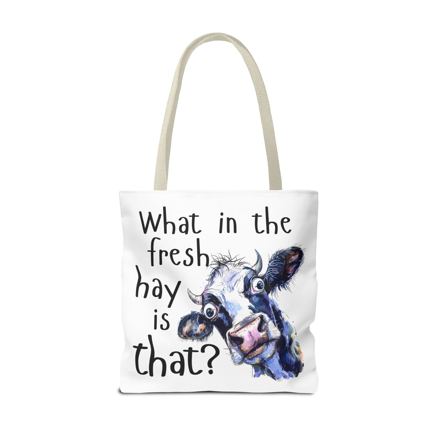 Funny Cow Tote Bag - "What in the Fresh Hay is That?" - Perfect for Farm Lovers & Everyday Use - Great Gift Idea