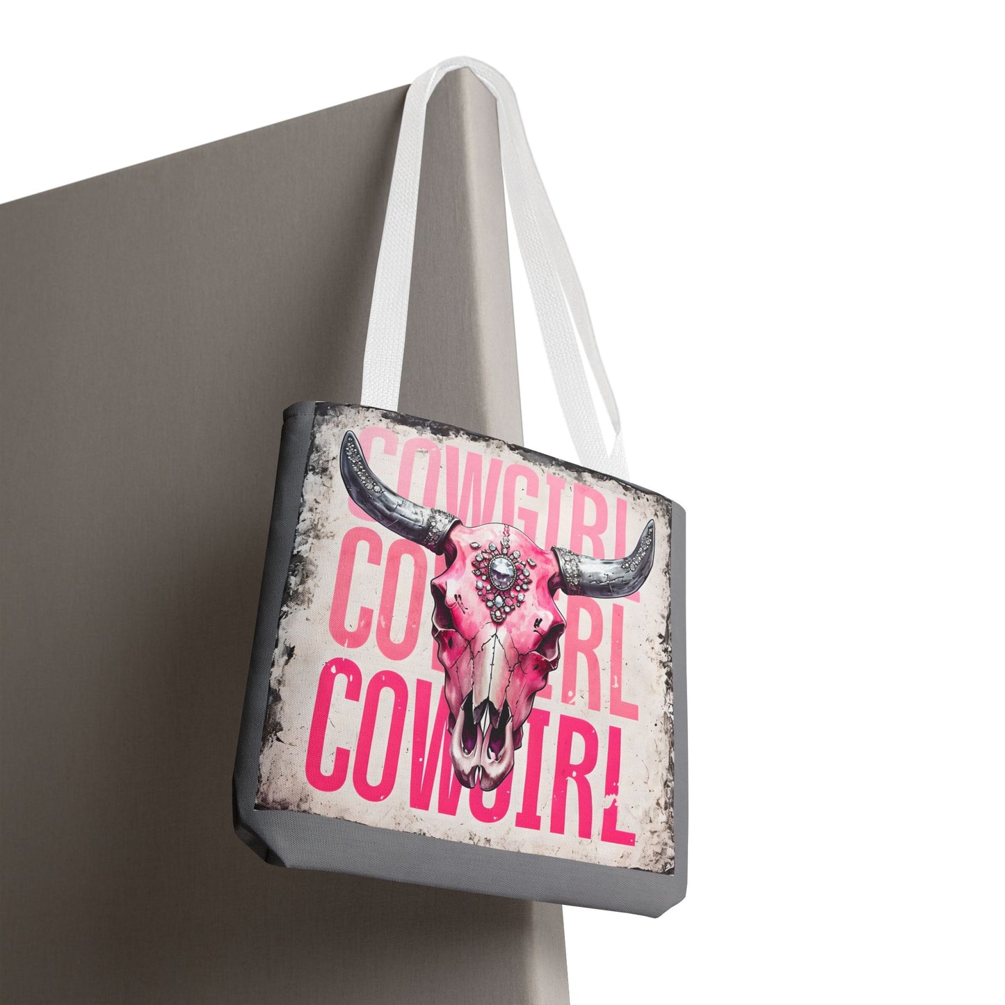 Pink Cowgirl Skull Tote Bag - Stylish Western Decor