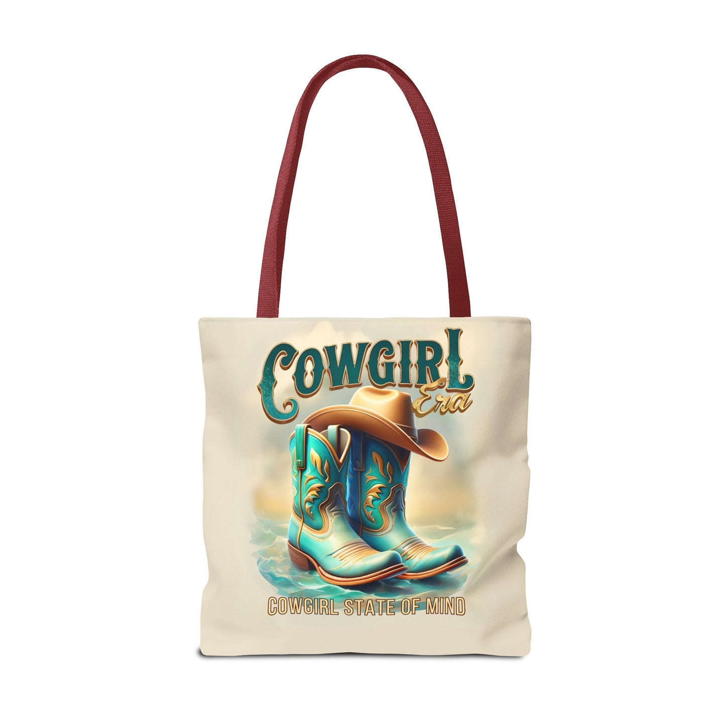 Cowgirl State of Mind Tote Bag – Turquoise and brown cowgirl boots - Cowgirl Era Perfect for Western Lovers and Everyday Use
