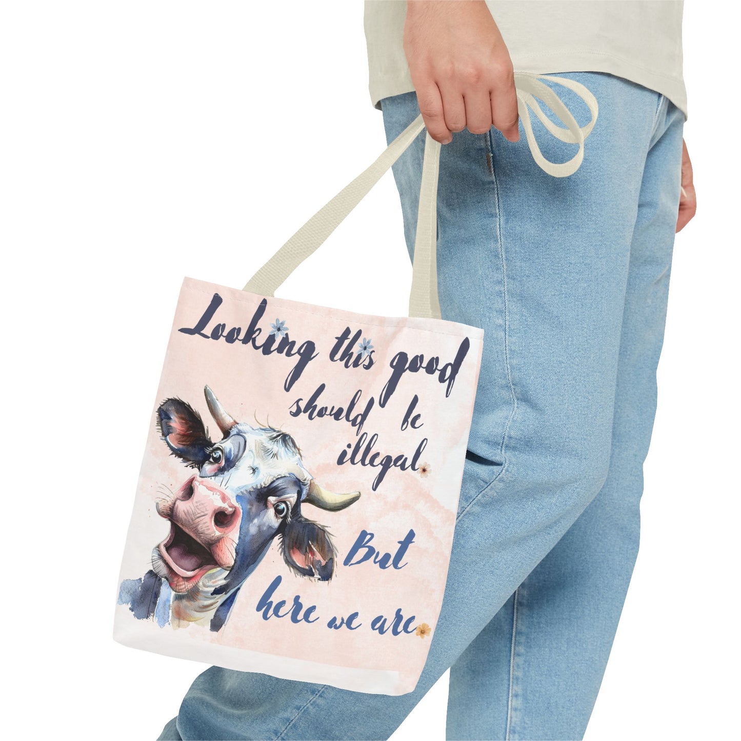 Humorous Cow Tote Bag - 'Looking This Good Should Be Illegal' - Gift Idea