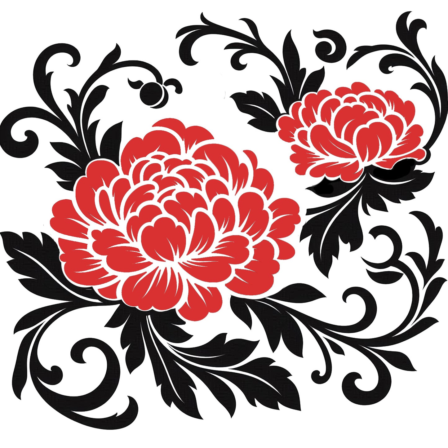 Elegant Chinoiserie Peony & Vine Vinyl Decal – Timeless Floral Glass Decor, Auto Custom Decal and more