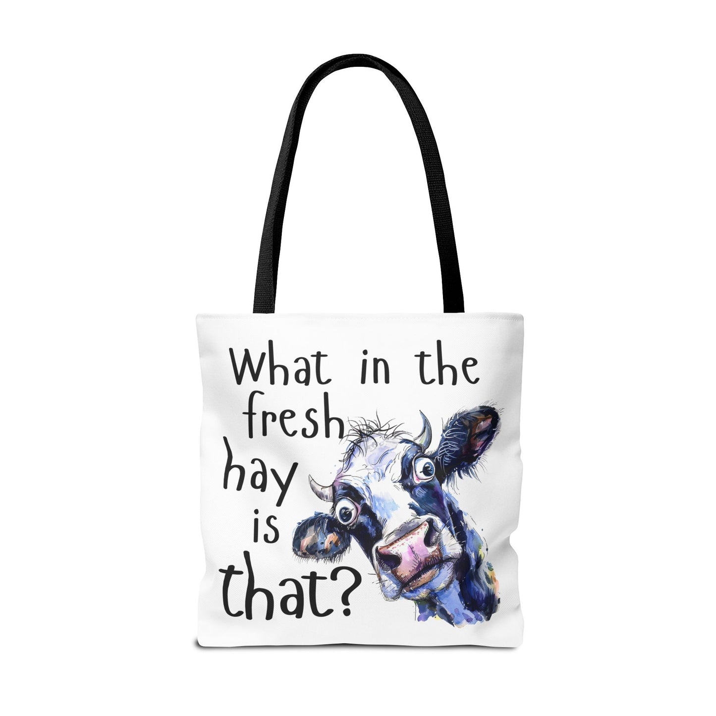 Funny Cow Tote Bag - "What in the Fresh Hay is That?" - Perfect for Farm Lovers & Everyday Use - Great Gift Idea