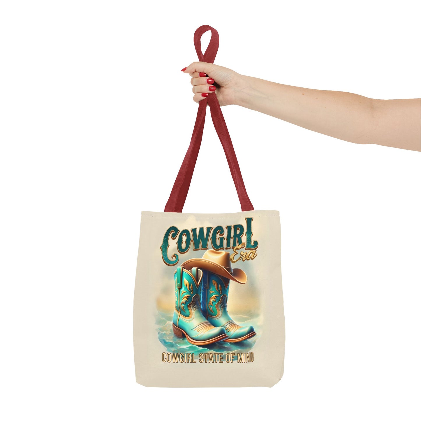 Cowgirl State of Mind Tote Bag – Turquoise and brown cowgirl boots - Cowgirl Era Perfect for Western Lovers and Everyday Use