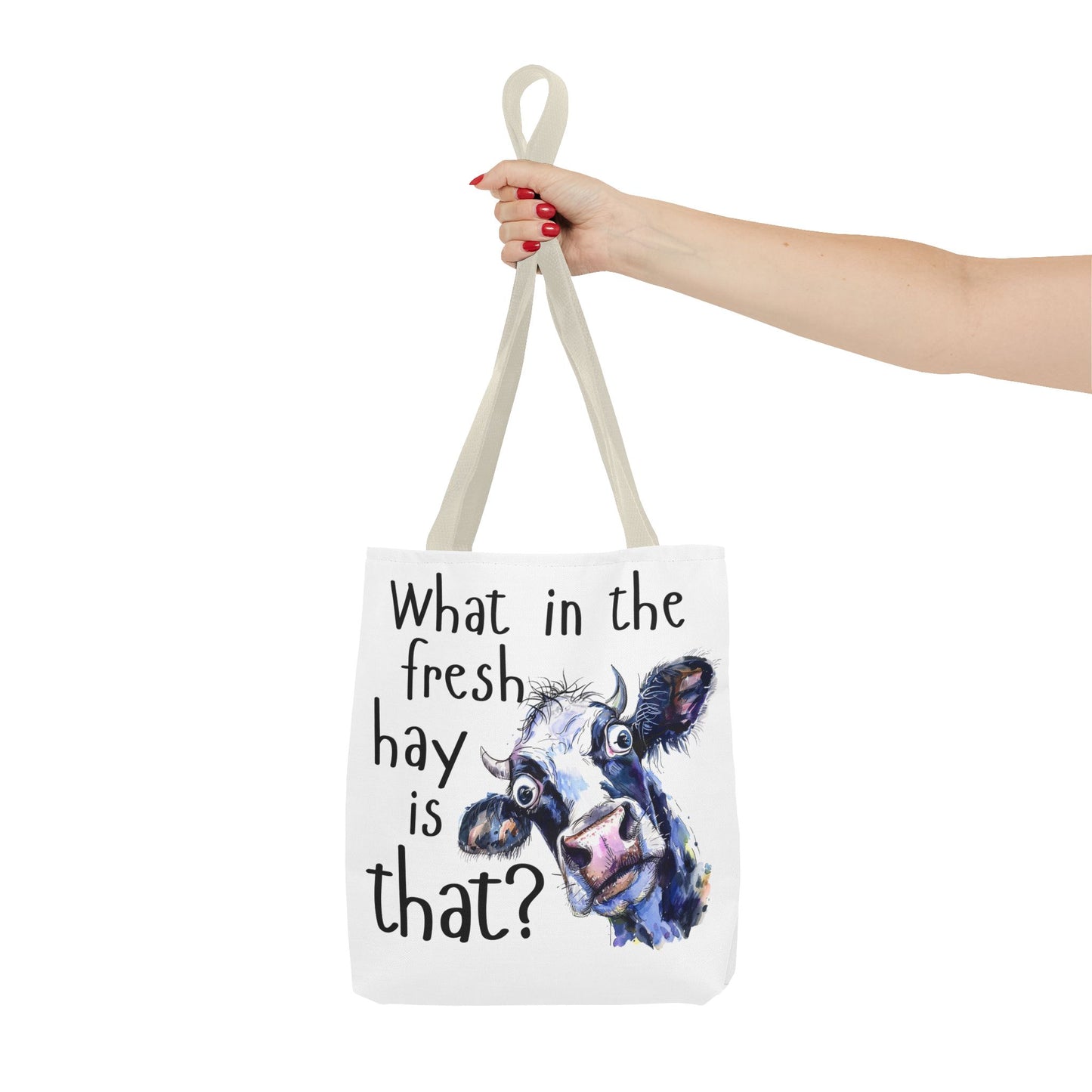 Funny Cow Tote Bag - "What in the Fresh Hay is That?" - Perfect for Farm Lovers & Everyday Use - Great Gift Idea